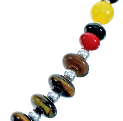 Multicolor Authentic Sterling Silver Southwest Bead Necklace RX115222